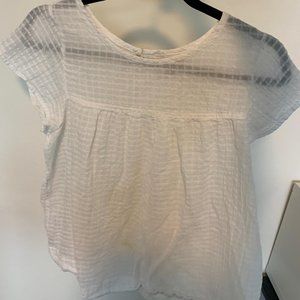 White Cotton Linen Blouse